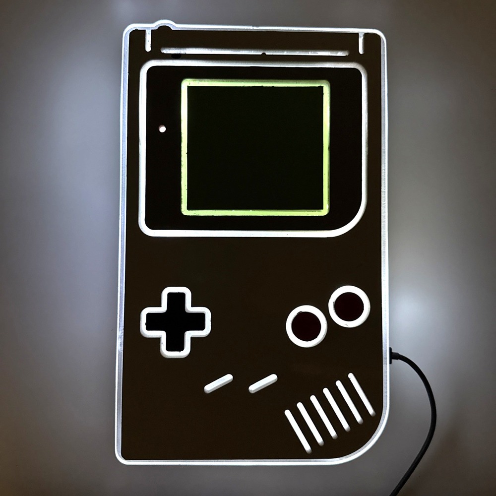 Custom Nintendo Game Boy LED Light Box Wall Art Decor Wooden Acrylic
